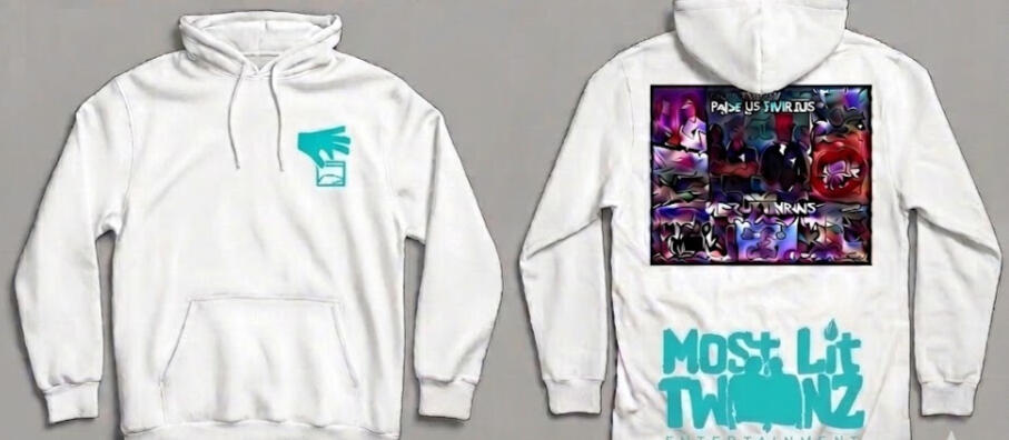 White Turquoise Laqualite Logo Hoodie, Most Lit Twinz Version (includes Mixtape via Scannable NFC) SCAN LOGO WITH PHONE! ACCESS 40 Tracks ProdByGoCrazy "GoCrazy On Da Beat" CRYPTO CASH BACK White Turquoise Laqualite Logo Hoodie, Most Lit Twinz Version (includes Mixtape via Scannable NFC) SCAN LOGO WITH PHONE! ACCESS 40 Tracks ProdByGoCrazy "GoCrazy On Da Beat" CRYPTO CASH BACK