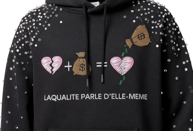 "Error 404: Heart Not Found.""System Failure: Emotional overload.""Scan for Repair" LaQualite Heart broken Hoodie Wear the sound. 💔📲 Scan the Broken Heart to unlock 39 exclusive tracks by @ProdByGoCrazy. #PhygitalFashion #NFC #LaQualité